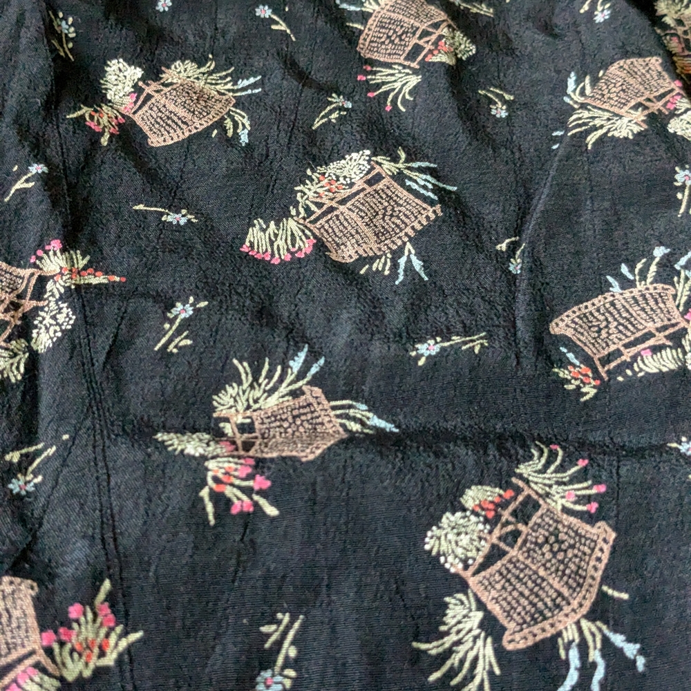 Silk Vintage Japanese Asian Pencil Skirt Garden Pattern Floral Unique
